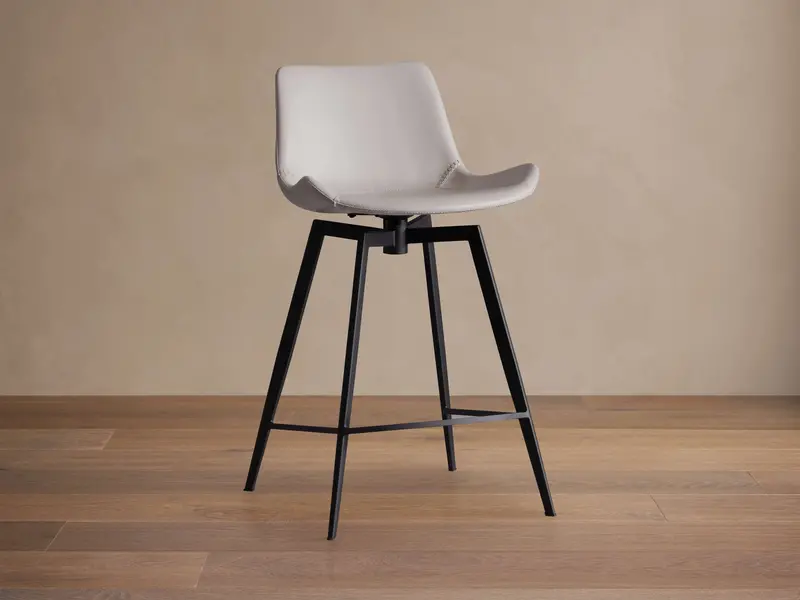 Gage Faux-Leather Swivel Bar Stool 1