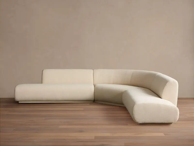 Gianni Curved Three-Piece Sectional With Bumper Chaise And Removable Covers 1