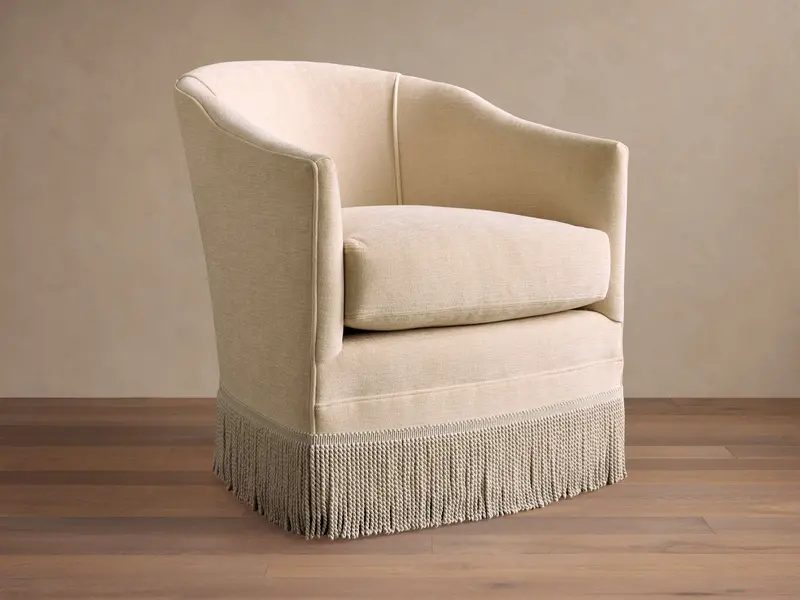 Giles Fringed Swivel Accent Chair 1