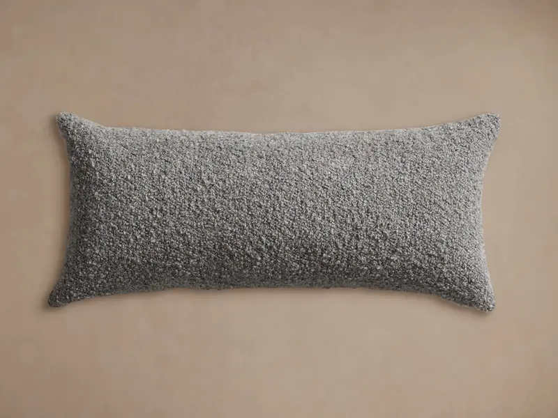 Grey Bouclé Lumbar Pillow Cover 1