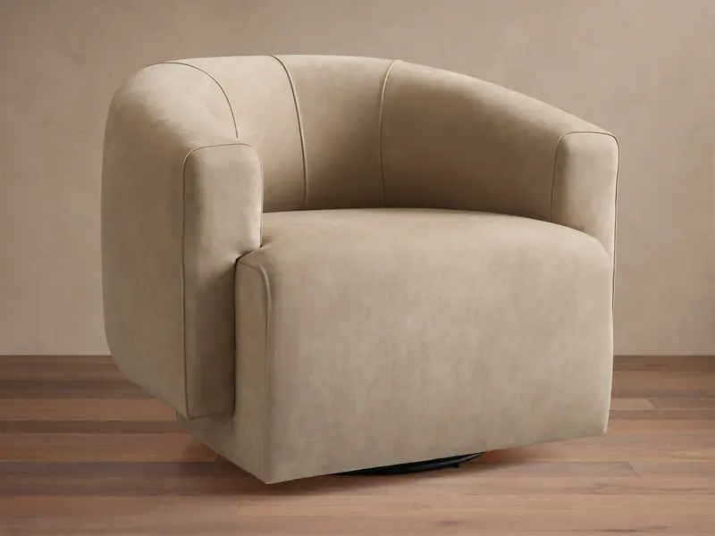 Hamlin Nubuck Leather Rotating Armchair 1