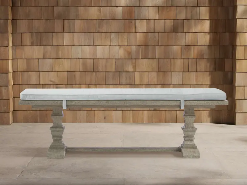 Hamptons 66-Inch Maritime Zinc Dining Bench With Weather-Resistant Cushion 1
