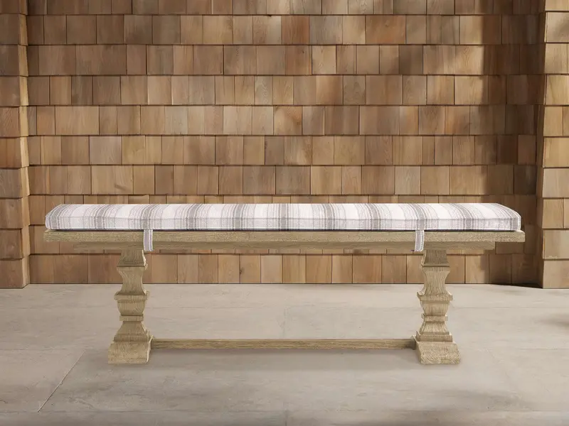 Hamptons Chelsea Linen Cushioned Dining Bench – Elegant Outdoor Seating 1