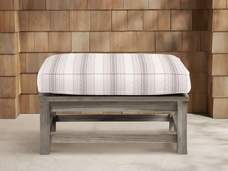 Hamptons Chelsea Linen Outdoor Ottoman – Soft-Tone Textured Footrest 1