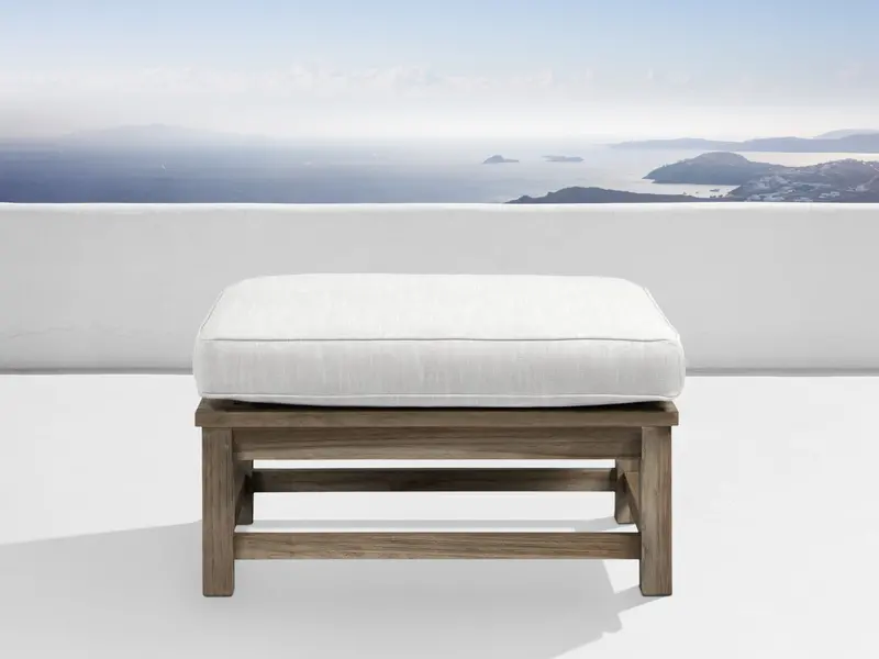 Hamptons Weathered Fawn Outdoor Ottoman – Coordinating Patio Footrest 1