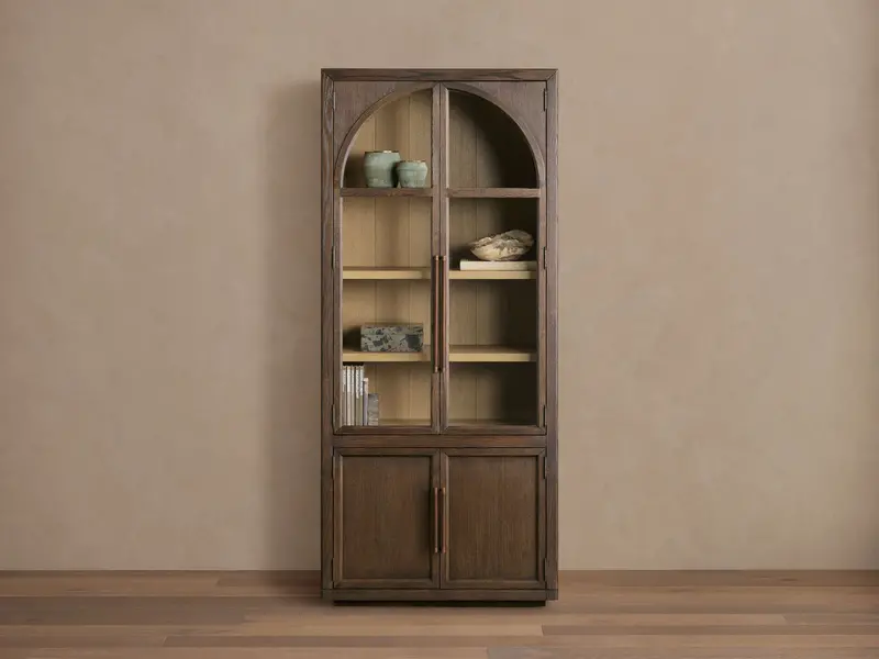 Hattie Tempered Glass Display Cabinet With Square Silhouette 1