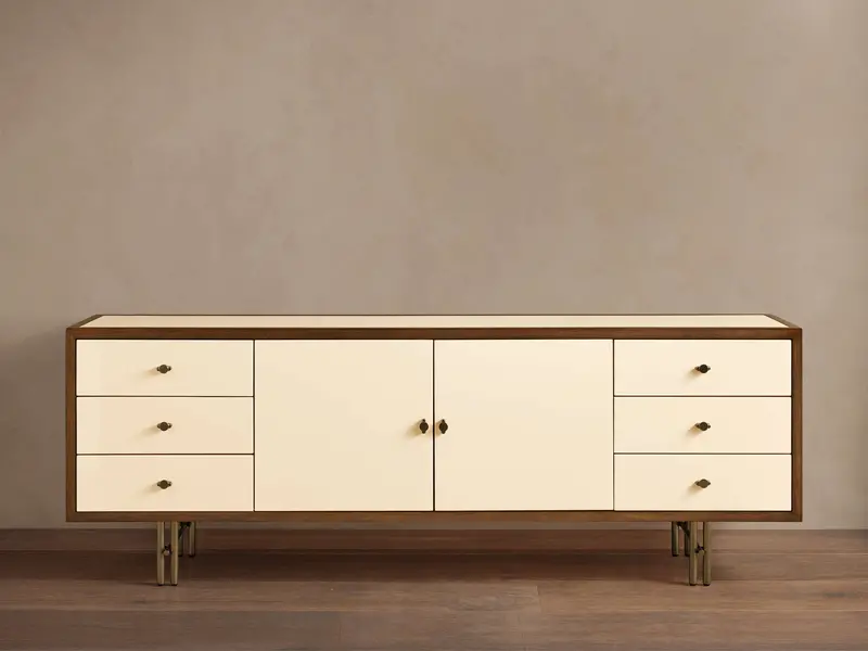 Henton Contemporary Media Console With Storage Shelves 1