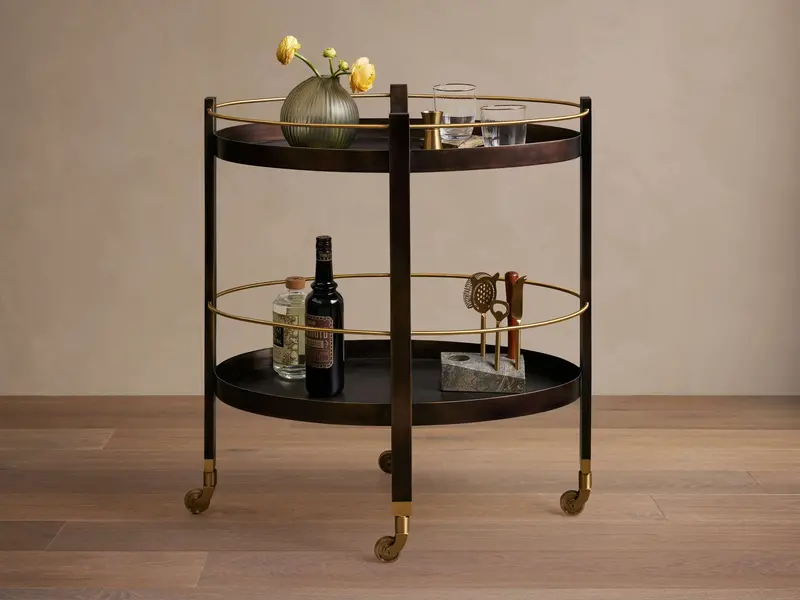 Illona Metallic Rolling Bar Cart 1