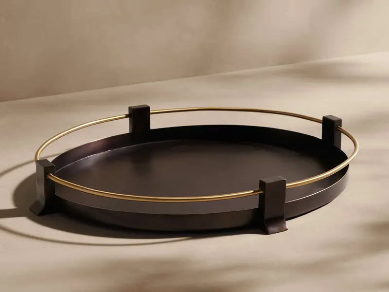 Illona Oval Marble-Look Serving Tray 1