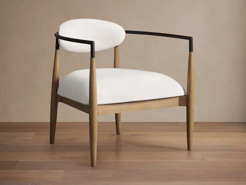 Jagger Accent Chair In Natural Rattan And Downy Snow Upholstery 1