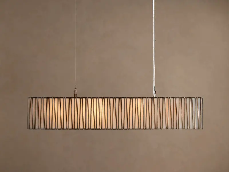 Jeunet Rectangular Metal And Glass Pendant Chandelier 1