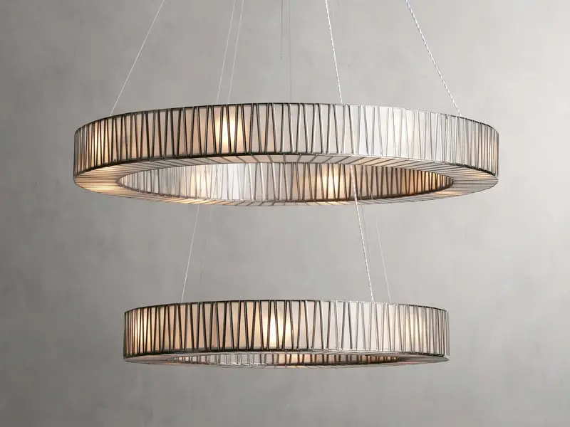 Jeunet Two-Tier Nickel Round Chandelier 1