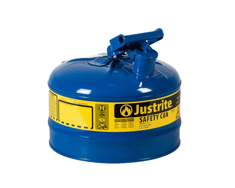 Justrite 2.5-Gallon Type I Blue Kerosene Safety Can – Flame Arrester Design 1