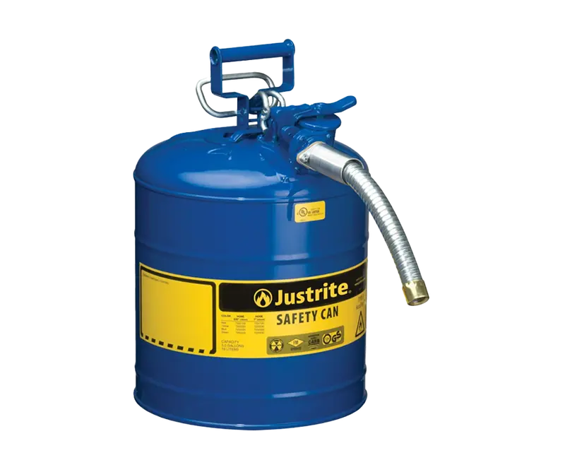 Justrite 5-Gallon Type Ii Blue Kerosene Safety Can – Accuflow™ Metal Hose (1") 1