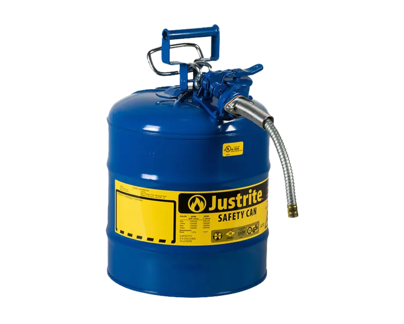 Justrite 5-Gallon Type Ii Blue Kerosene Safety Can – Accuflow™ Metal Hose (5/8") 1