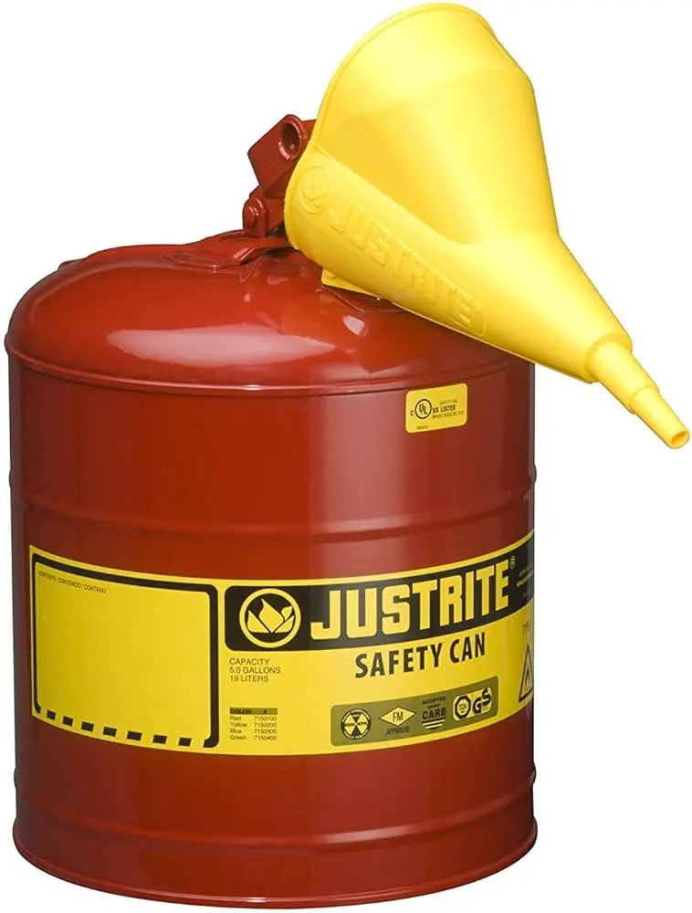 Justrite Type I Safety Funnel – 11202Y For Flammable Liquid Cans 1