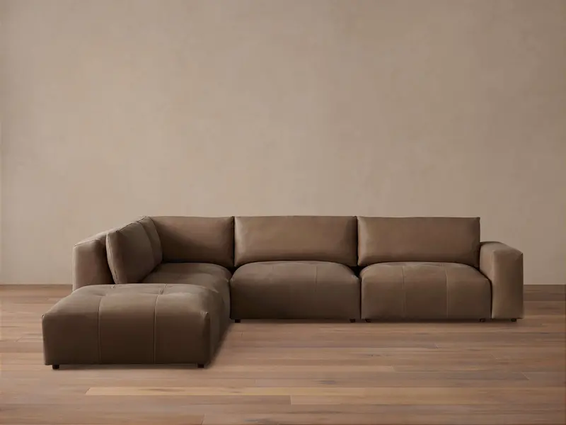 Keegan Full-Grain Leather 5-Piece Sectional Couch 1