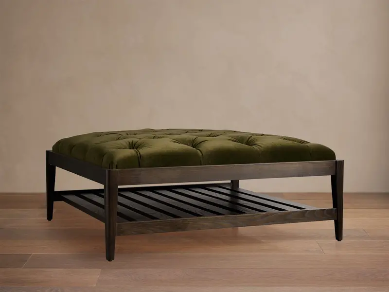 Kent Tufted Fabric Ottoman 1
