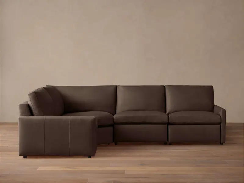 Kipton Slim-Arm Leather Motion Sectional – Four-Piece Configuration 1