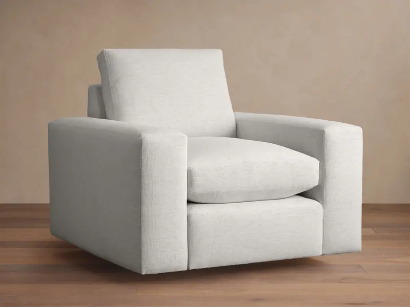 Kipton Swivel Accent Chair – Wide Arm, Nomad Snow Fabric 1