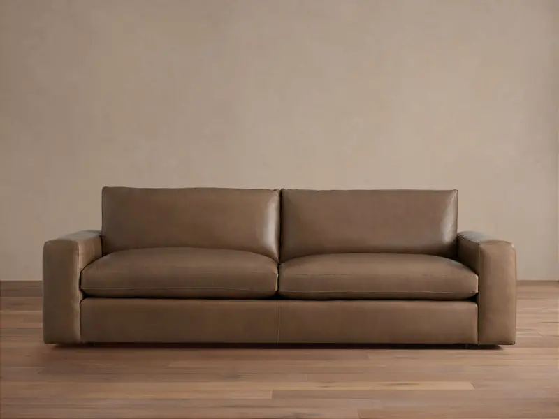 Kipton Wide-Arm Leather Sofa With Tufted Back 1