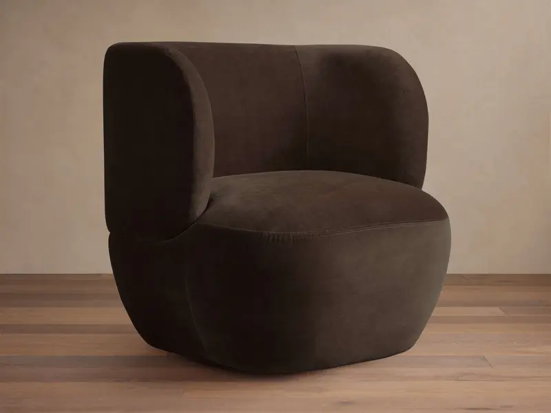 Lenny Swivel Office Chair In Banks Mocha Leather 1