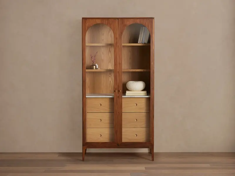 Linley Glass-Front Display Cabinet – Clear Tempered Glass And Brass Trim 1