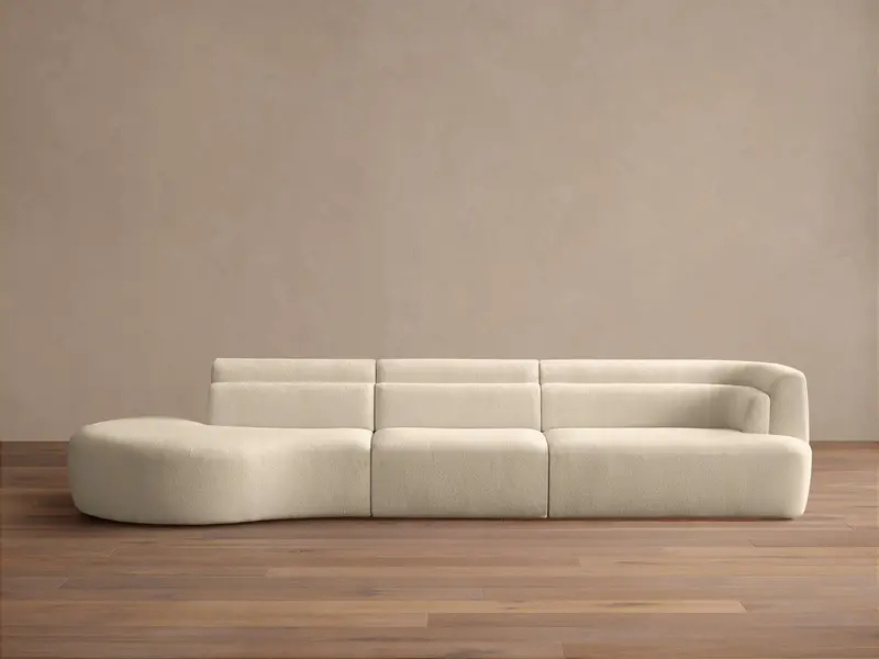Lovina Three-Piece Bumper-Style Sectional With Rounded Edges 1