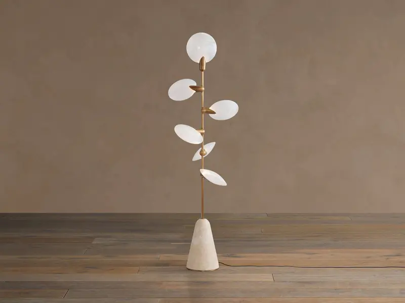 Lyla Arc Floor Lamp With Fabric Shade 1