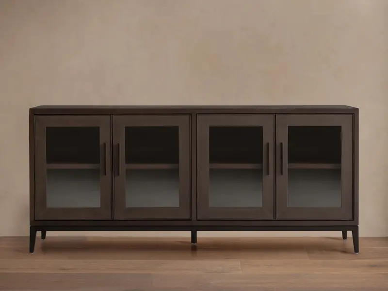 Malone Glass-Front Sideboard Cabinet With Soft-Close Hardware 1