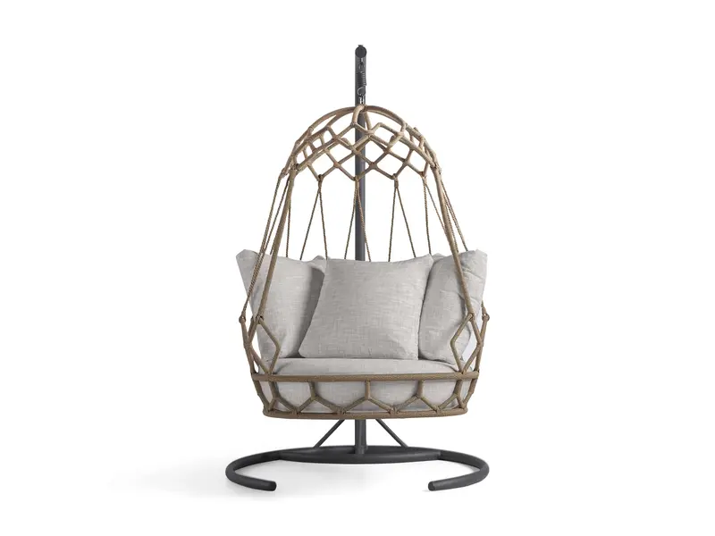 Marina Hanging Porch Swing Chair With Powder-Coated Steel Stand 1
