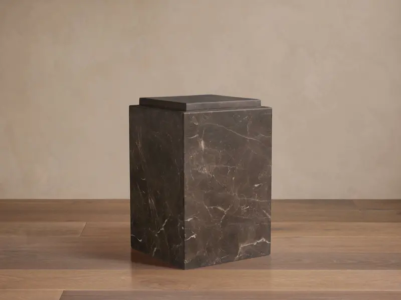 Marmont Marble-Topped Pedestal Side Table 1