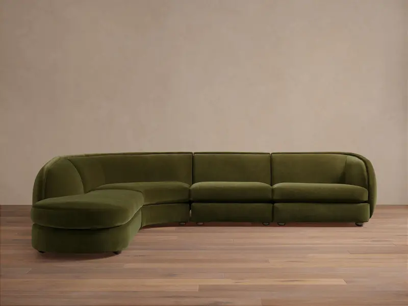 Milana Four-Seat Bumper-Style Sectional Sofa 1