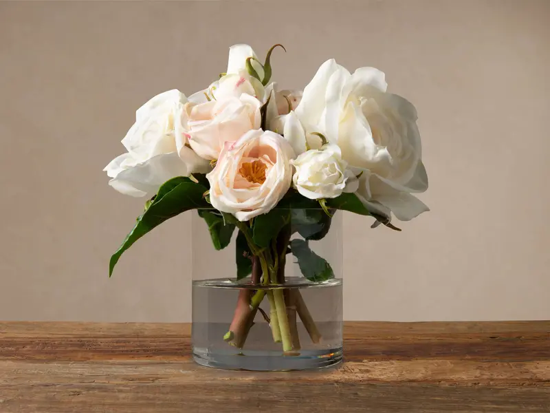 Mixed Silk Rose Bouquet In Decorative Vase 1
