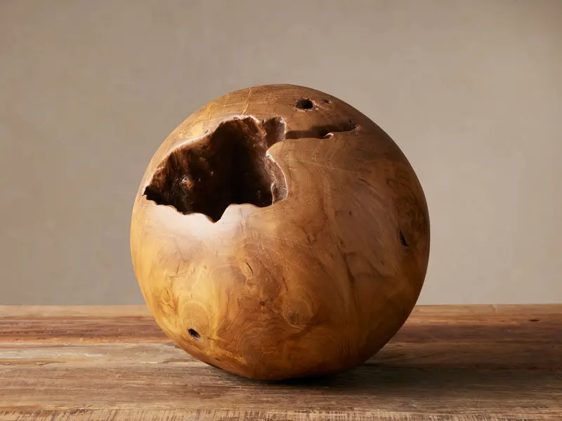 Natural-Finish Large Etta Sphere Decorative Piece 1