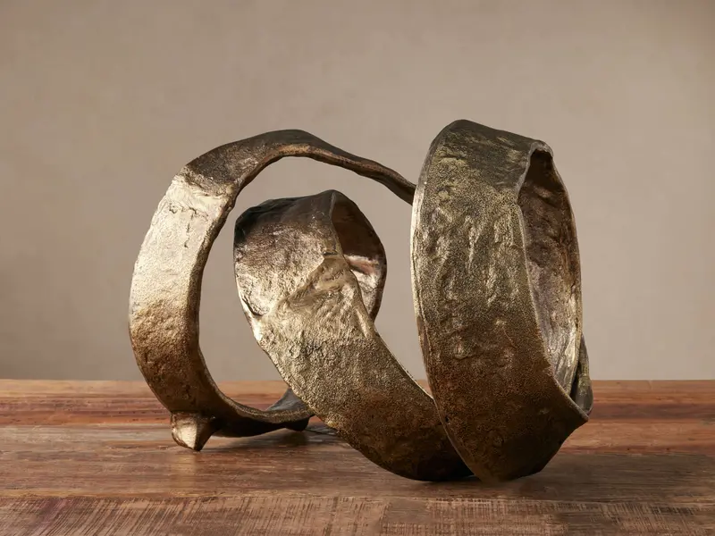 Organic Curled Bronze Sculpture – Abstract Tabletop Accent 1