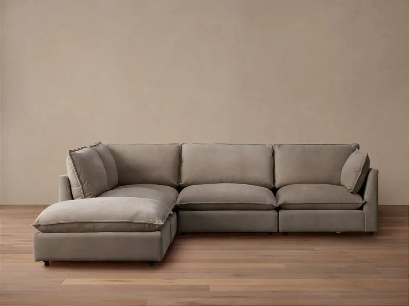 Owen Nubuck Leather Sectional Sofa – Five-Piece Configuration 1