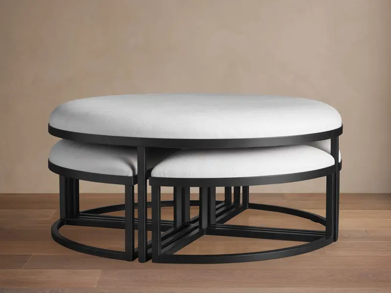 Palmer Upholstered Round Nesting Ottoman Set 1