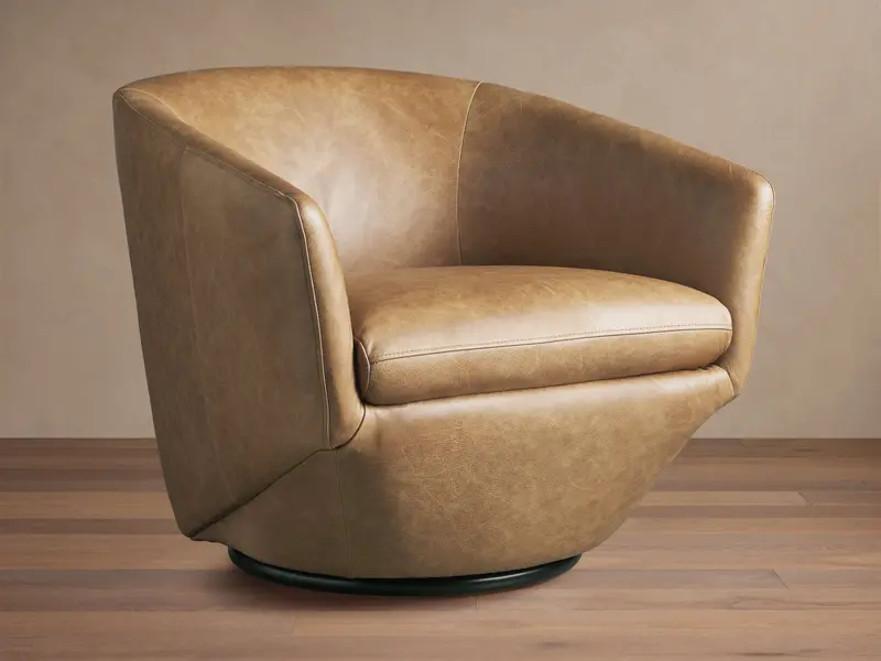 Pelton Premium Leather Swivel Accent Chair 1