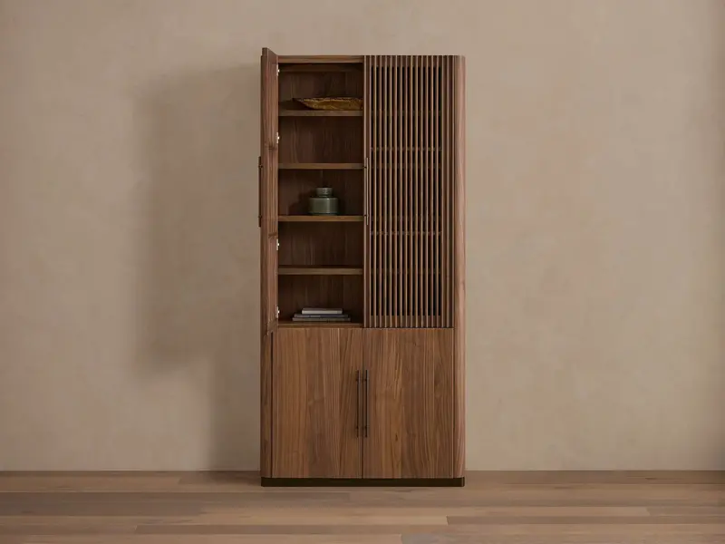 Piermont Modular Reeded Wood Media Cabinet 1