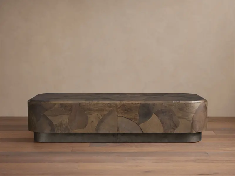 Polanco Plinth-Style Coffee Table In Warm Wood Tone 1