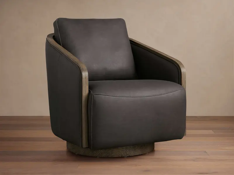 Pomona Leather-Upolstered Swivel Chair 1