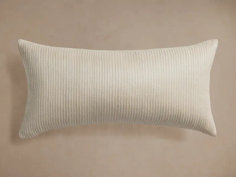 Raw Silk Ribbed Lumbar Pillow Cover – Natural Texture 1