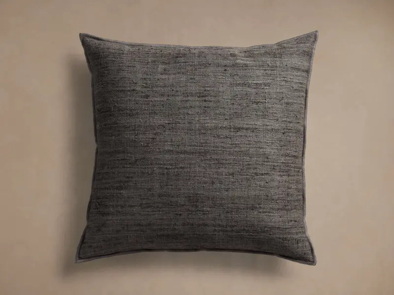 Raw Silk Square Pillow Cover – Charcoal Gray 1
