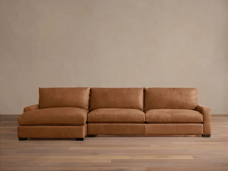 Remington Genuine Leather Chaise Sectional Sofa 1