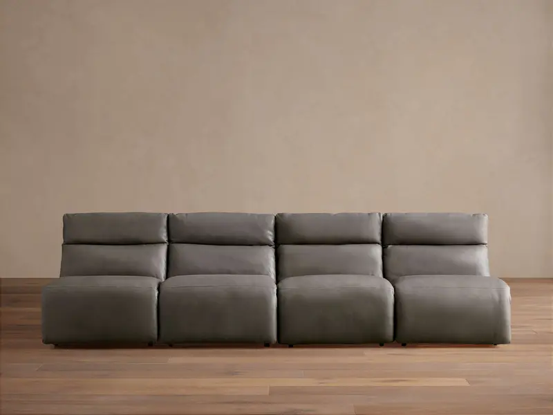 Rowland Tailored Leather Four-Section Armless Motion Modular Sofa 1