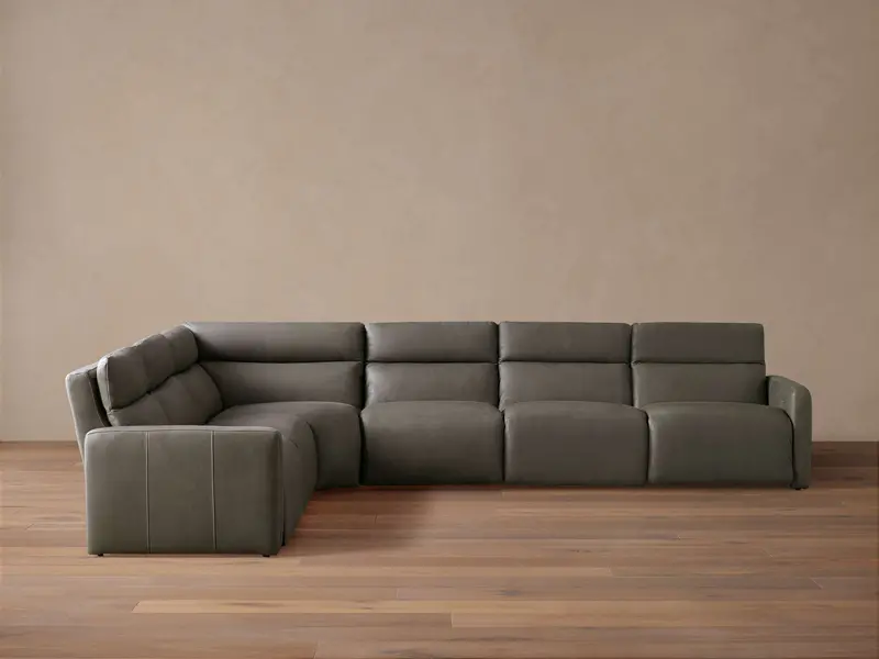 Rowland Tailored Leather Six-Section Motion Sectional 1