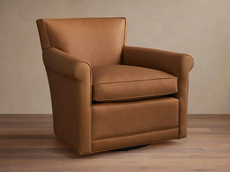 Rudy Leather-Upholstered Swivel Armchair 1