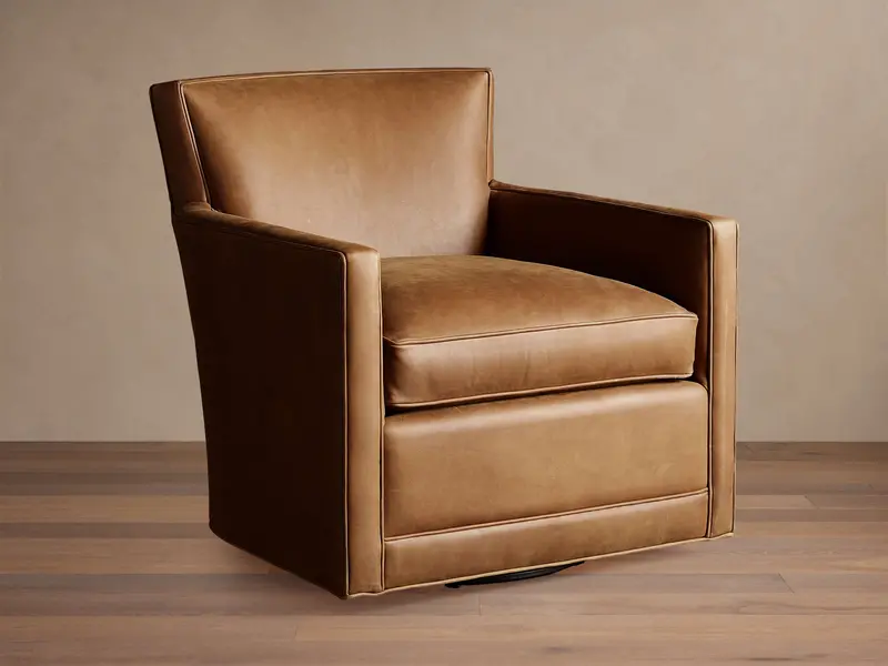 Rudy Pecan Leather Swivel Accent Chair – Lukas Finish 1