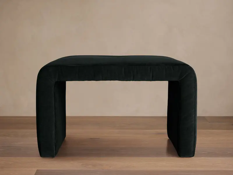 Ryan Upholstered Ottoman – Banks Midnight Fabric 1